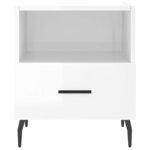 vidaXL Tables de chevet 2 Pièces blanc brillant 40x35x47 5 cm