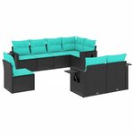 vidaXL Salon de jardin 8 Pièces avec coussins noir résine tressée