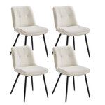 Lot de 4 chaises salle à manger chaise de cuisine rembourrée chenille jusqu’à 120 kg double coussin pieds en métal moderne pour salle à manger cuisine blanc 12_0006214