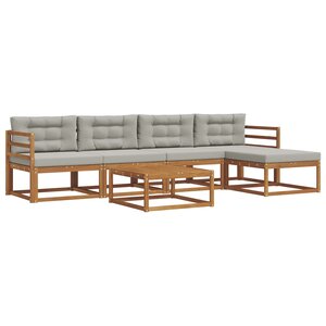 vidaXL Ensemble de canapés d'extérieur 6 Pièces Gris Naturel et Clair