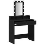 Table de maquillage vidaXL avec des lumières LED en chêne noir 79x41x140 cm