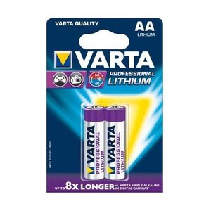 Blister de 2 piles Lithium 'Professional Lithium' LR6 Mignon AA VARTA