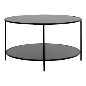 Table basse noire avec cadre noir Ø 80 x 45 cm