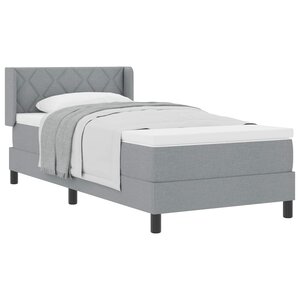 vidaXL Lit à ressorts avec matelas Gris clair 190 x 90 cm Polyester