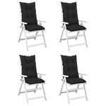 vidaXL Coussins de chaise de jardin à dossier haut lot de 4 noir tissu