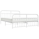vidaXL Cadre de lit métal sans matelas et pied de lit blanc 160x200 cm