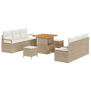 vidaXL Ensemble de canapé de jardin 9 Pièces Beige Poly rotin