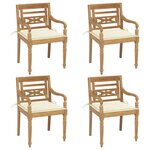 vidaXL Chaises Batavia avec coussins lot de 4 Bois de teck solide