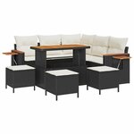 vidaXL Ensemble de canapé de jardin avec coussin 9 Pièces Noir et crème