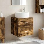 vidaXL Vanité de lavabo mural Chêne fumé 49 5 x 44 5 x 65 5 cm