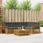 vidaXL Ensemble de canapés d'extérieur 5 Pièces Naturel et Anthracite