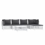 Salon de jardin meuble d'extérieur ensemble de mobilier avec coussins 6 pièces blanc acier 02_0018319