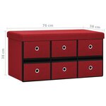 Banc banquette de rangement pliable bordeau x 76 x 38 x 38 cm fau x lin 02_0010961