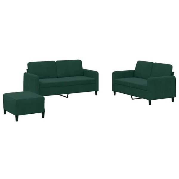 vidaXL Ensemble de canapés 3 Pièces vert foncé velours