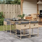 vidaXL Ensemble à manger de jardin coussins 5 Pièces mélange beige rotin