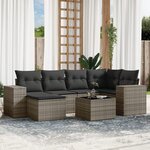 vidaXL Salon de jardin avec coussins 7 Pièces gris résine tressée