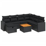 vidaXL Salon de jardin 8 Pièces avec coussins noir résine tressée