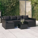 vidaXL Salon de jardin 2 Pièces avec coussins Noir Résine tressée