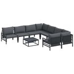 vidaXL Ensemble de canapé de jardin avec coussin 9 Pièces Noir Acier