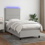 vidaXL Sommier à lattes de lit avec matelas et LED Gris clair 90x190cm