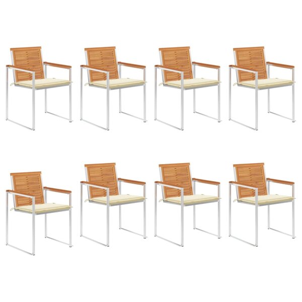 vidaXL Chaises de jardin 8 Pièces avec coussins Bois d'acacia solide