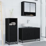 vidaXL Ensemble de mobilier de salle de bain 3 Pièces Chêne noir