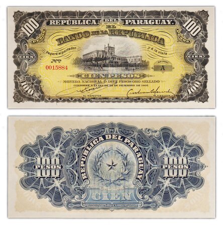 Billet de collection 100 pesos 1907 Paraguay - neuf - p159