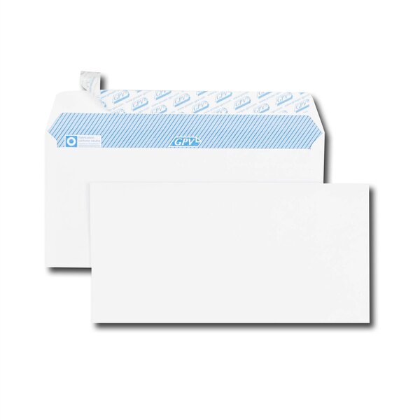 Boîte de 200 enveloppes Premium blanches DL 110x220 100 g/m² bande de protection GPV
