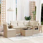 vidaXL Salon de jardin avec coussins 6 Pièces beige résine tressée