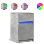 vidaXL Armoires de chevet et lumières LED 2 Pièces gris béton
