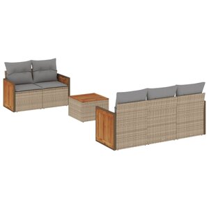 vidaXL Salon de jardin avec coussins 6 Pièces beige résine tressée