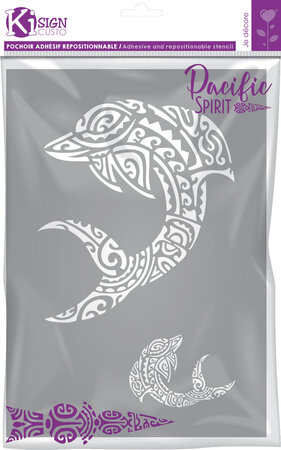 Pochoir adhésif pour tissu dauphin maori a4