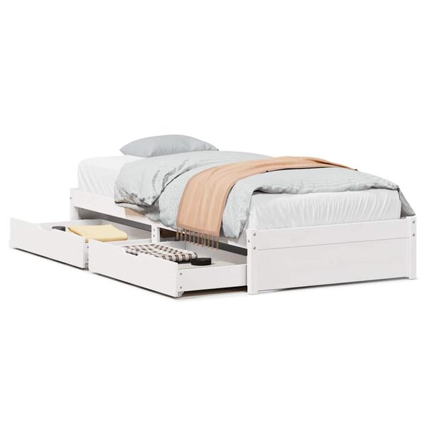vidaXL Cadre de lit sans matelas blanc 75x190 cm bois de pin massif