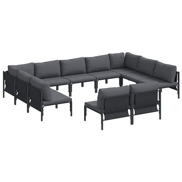 vidaXL Ensemble de canapé de jardin 11 Pièces Anthracite Acier