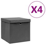 vidaXL Boîtes de rangement avec couvercles 4 Pièces 28x28x28 cm Gris