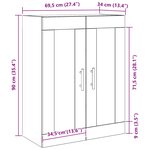 vidaXL Meuble mural Chêne noir 69 5 x 34 x 90 cm Bois d'ingénierie