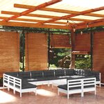 vidaXL Salon de jardin 13 Pièces avec coussins blanc bois de pin solide
