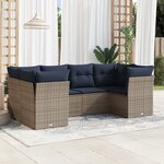 vidaXL Salon de jardin 6 Pièces avec coussins gris résine tressée