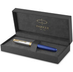 Stylo plume parker sonnet bleu queen's platinium jubilee 2022 edition spécial  plume fine or 18k  coffret cadeau
