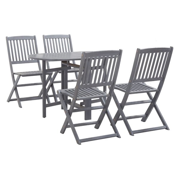 vidaXL Mobilier à dîner de jardin 5 Pièces Bois d'acacia massif Gris