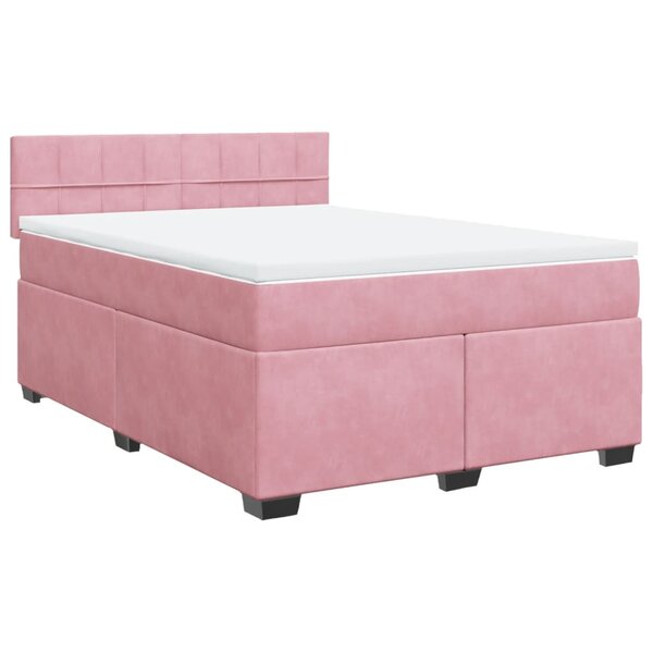 vidaXL Sommier à lattes de lit avec matelas Rose 140x190 cm Velours