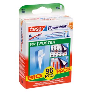 Paquet de 96 bandes blanches de fixation auto-adhésives double face Powerstrips® POSTER 58213 (paquet 96 unités)