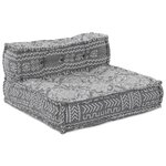 Sofa poof modulable convertible 4 places en tissu gris clair