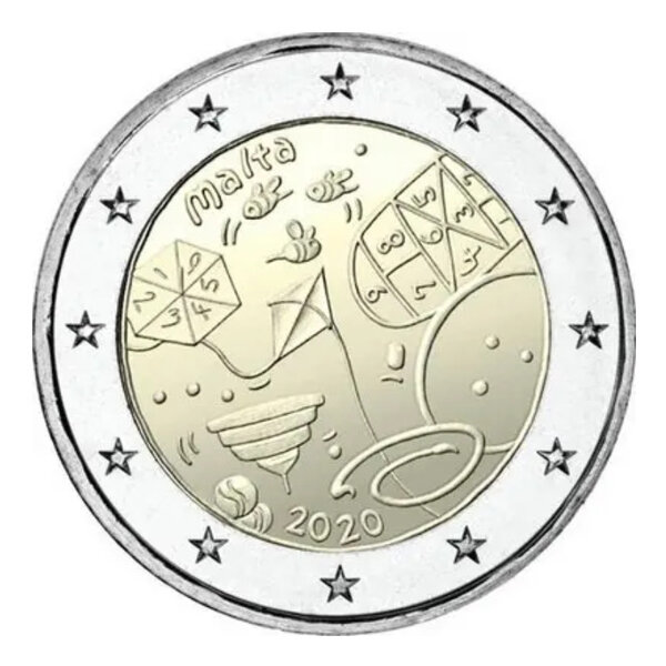 2 euros commémorative Malte 2020 - Jeux d'enfants.