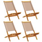 vidaXL Chaises de jardin pliantes lot de 4 taupe tissu et bois massif