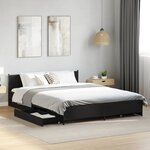 vidaXL Cadre de lit avec tiroirs sans matelas noir 140x200 cm