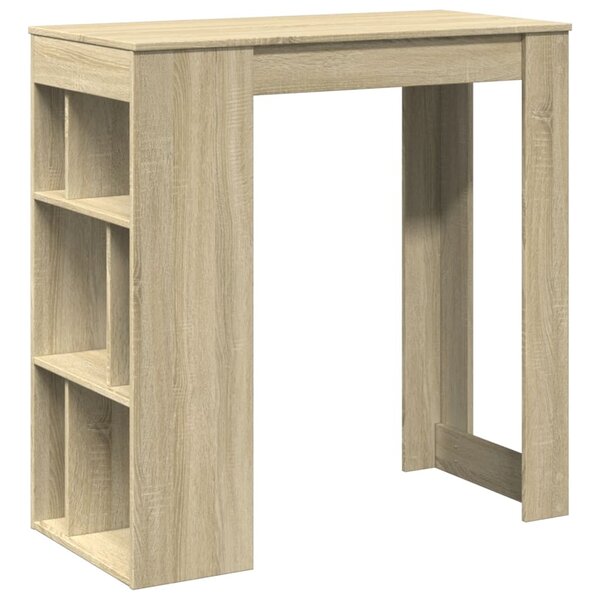 vidaXL Table de bar avec étagères chêne sonoma bois d'ingénierie