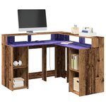 vidaXL Bureau avec lumières LED vieux bois bois d'ingénierie