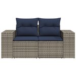 vidaXL Canapé de jardin 2 places avec coussins gris résine tressée