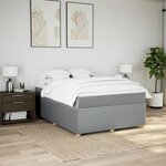 vidaXL Sommier à lattes de lit avec matelas Gris clair 140x190cm Tissu